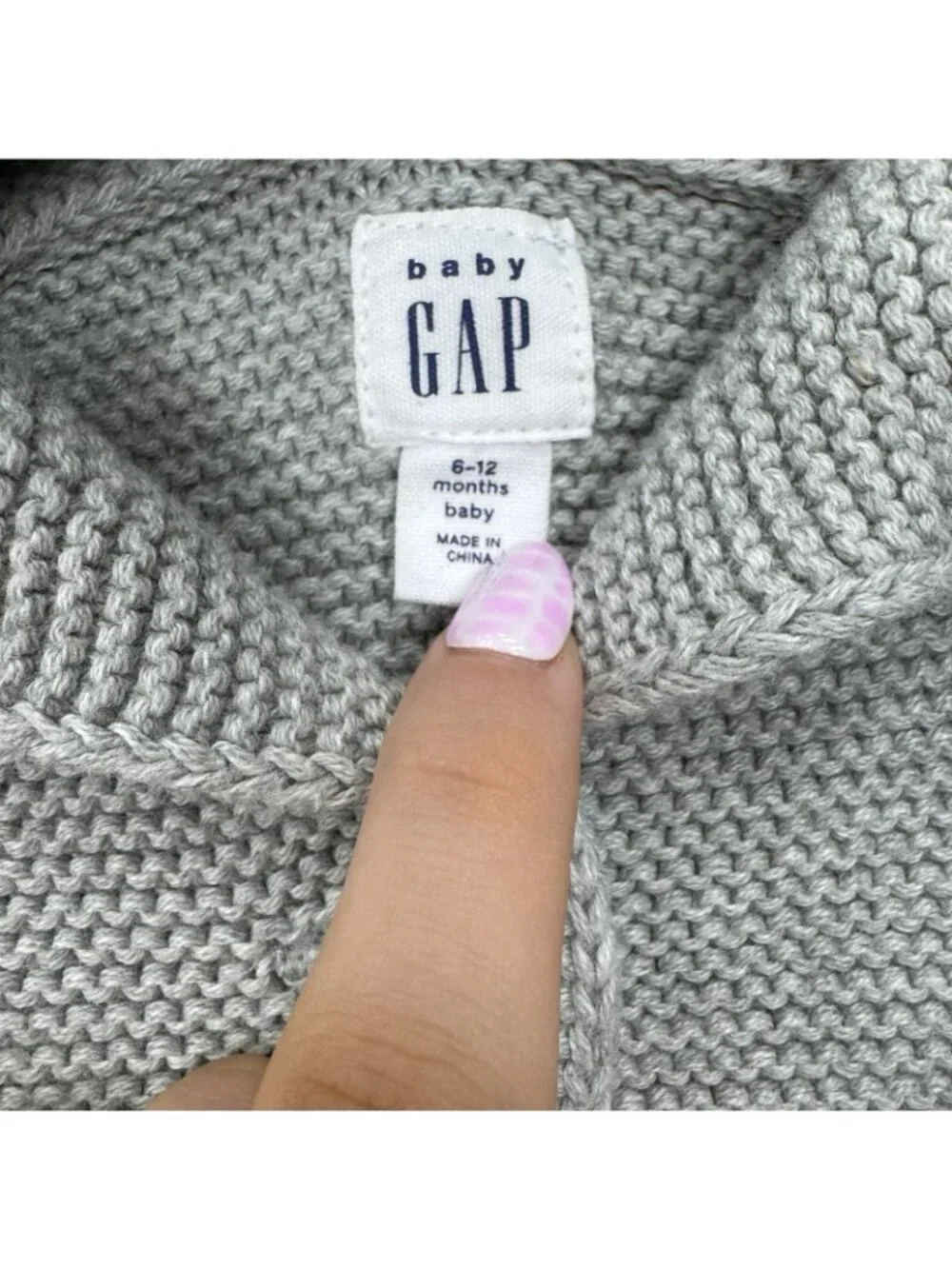 Baby Gap Grey Button Up Bear Hood Cardigan Sweater size 6-12 months Boys/Unisex